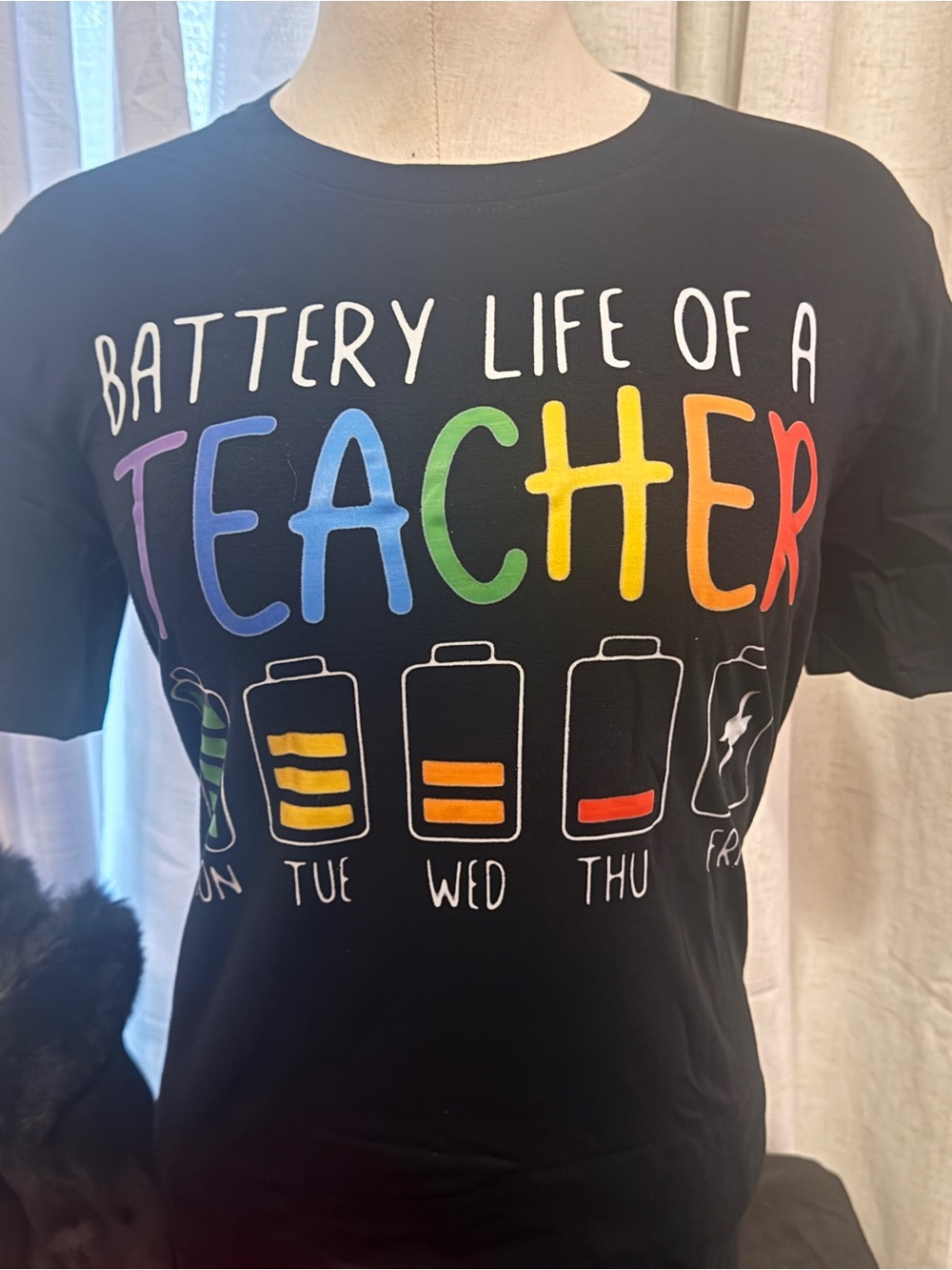 Battery Life of a Teacher Rainbow Graphic Tee